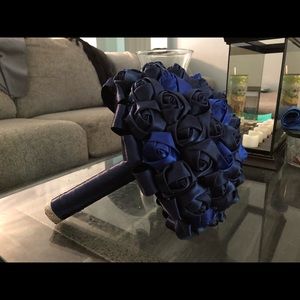 Navy and royal blue fabric bouquet.